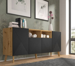 Arte Luxi Sideboard Cabinet In Oak Artisan & Black - 1950mm X 800mm X 420mm - Timeless Elegance Meets Practicality - thumbnail 4