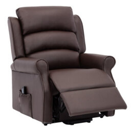 Morris Living The Perth - Dual Motor Riser Recliner Mobility Chair In Brown Plush Faux Leather - thumbnail 3