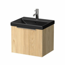 Affine 500mm Fluted Wall Hung Bathroom Vanity Unit Wood Chrome Handle Black Basin - thumbnail 4