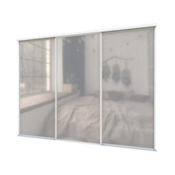 A-Class Sliding Doors Set Of 3 Full Length Mirror Sliding Wardrobe Door Kit In White Frame & Tracks, Opening Height (H) 225-226Cm & Width (W) 269-270Cm - thumbnail 1