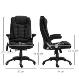 Vinsetto Office Chair W/ Massage And Heat, Relaxing Reclining Black - thumbnail 3