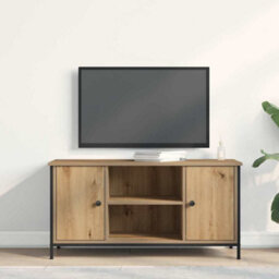 Berkfield Tv Cabinet Artisan Oak 100X40X50 Cm Engineered Wood And Steel - thumbnail 4
