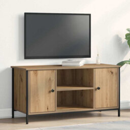 Berkfield Tv Cabinet Artisan Oak 100X40X50 Cm Engineered Wood And Steel - thumbnail 1