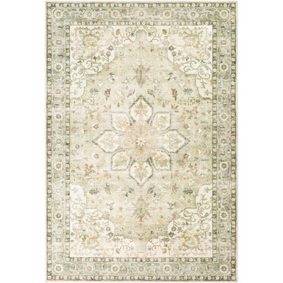 Livabliss Erin-Traditional Green Grey Cream Brown Traditional Boho Living Dining Bedroom Rug 200 X 275 Cm Easy Care, Non Shedding - image 1