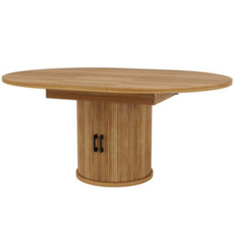 Matteo Extendable Round To Oval Dining Table With Integrated Storage - Walnut & Black Finish, 118-158Cm, Seats 6 - thumbnail 8
