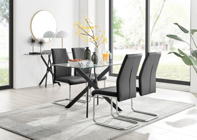 Furniturebox Uk Leonardo Black Leg Glass Dining Table & 4 Black Lorenzo Chairs - image 1