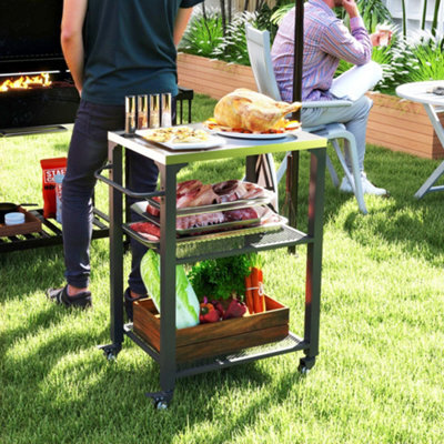 Outsunny 3-Shelf Outdoor Grill Cart, Outdoor Barbecue Kitchen Island - image 1