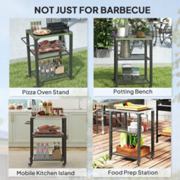 Outsunny 3-Shelf Outdoor Grill Cart, Outdoor Barbecue Kitchen Island - thumbnail 7