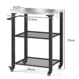 Outsunny 3-Shelf Outdoor Grill Cart, Outdoor Barbecue Kitchen Island - thumbnail 3