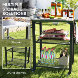 Outsunny 3-Shelf Outdoor Grill Cart, Outdoor Barbecue Kitchen Island - thumbnail 5