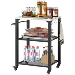 Outsunny 3-Shelf Outdoor Grill Cart, Outdoor Barbecue Kitchen Island - thumbnail 2