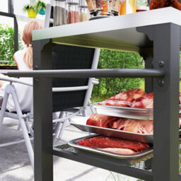 Outsunny 3-Shelf Outdoor Grill Cart, Outdoor Barbecue Kitchen Island - thumbnail 8