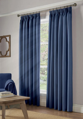 Luxury Living Essential Room Darkening Pencil Pleat Curtains Blue - image 1