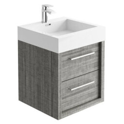 Plum&clay Walter Grey Wood Wall Hung Bathroom Vanity Unit With Polymarble Resin Basin (W)500mm - thumbnail 2