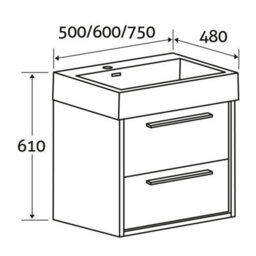 Plum&clay Walter Grey Wood Wall Hung Bathroom Vanity Unit With Polymarble Resin Basin (W)500mm - thumbnail 3