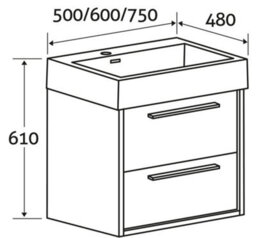 Plum&clay Walter Grey Wood Wall Hung Bathroom Vanity Unit With Polymarble Resin Basin (W)500mm - thumbnail 8