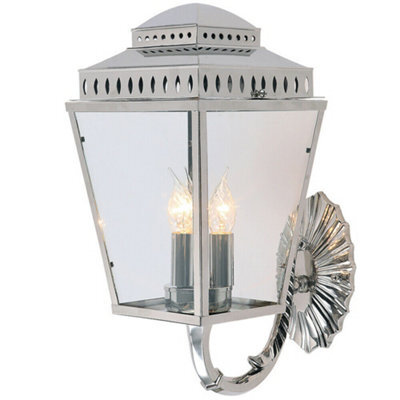 Elegant Outdoor Ip44 3-Bulb Wall Light In Highly Polished Nickel Finish