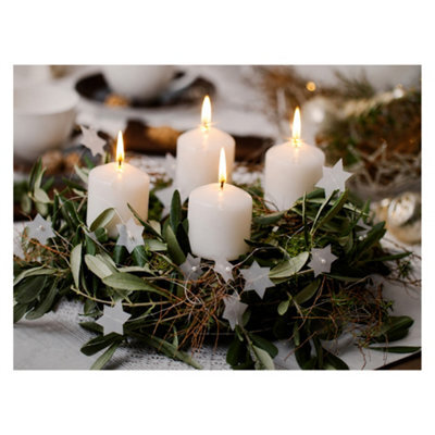 The Garden Market Place Christmas Led Canvas Print 4 White Candles 40X30Cm Battery Powered Wall Art With Flickering Lights Indoor - image 1