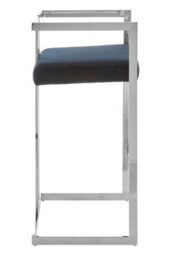 Orsina Black  Velvet Bar Stool With Silver Frame, Art Deco Inspired Stainless Steel Bar Stool, Modern Velvet Seat - thumbnail 4