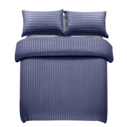 Ameha Stripe Duvet Set Reversible Bedding Set With Pillowcase Breathable Microfiber Quilt Cover Washed Blue Single Size 135X200Cm - thumbnail 5