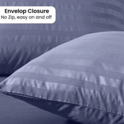 Ameha Stripe Duvet Set Reversible Bedding Set With Pillowcase Breathable Microfiber Quilt Cover Washed Blue Single Size 135X200Cm - thumbnail 3