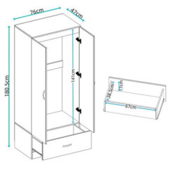 Gloss Grey Bedroom Wardrobe Furniture - thumbnail 2