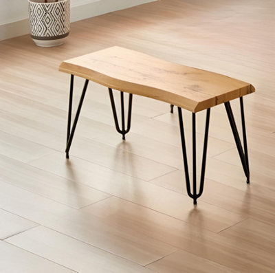 Kosy Koala Wooden Bench With Metal Hairpin Legs For Dining Room, Work, Or Study - image 1