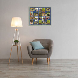 AK Frames 80X70Cm Green Modern Multi Photo Frame With Blue Mount - Holds 20 Apertures (18X) 6X4, (2X) 4X4 Photos - thumbnail 3