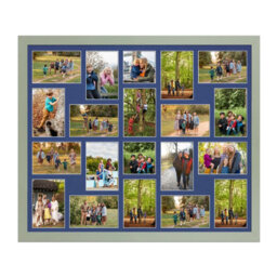 AK Frames 80X70Cm Green Modern Multi Photo Frame With Blue Mount - Holds 20 Apertures (18X) 6X4, (2X) 4X4 Photos - thumbnail 1