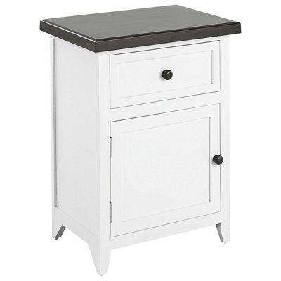 Beliani 1 Drawer Bedside Table Layola White - image 1