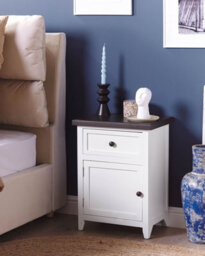 Beliani 1 Drawer Bedside Table Layola White - thumbnail 2