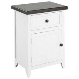 Beliani 1 Drawer Bedside Table Layola White - thumbnail 1