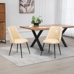 Set Of 2 Morandi Faux Leather Dining Chairs - Cream - thumbnail 3