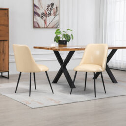 Set Of 2 Morandi Faux Leather Dining Chairs - Cream - thumbnail 5