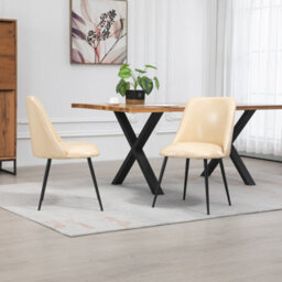 Set Of 2 Morandi Faux Leather Dining Chairs - Cream - thumbnail 4