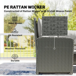 Outsunny 6 Pcs Rattan Garden Furniture Sectional Corner Sofa, Dark Grey - thumbnail 4