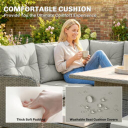 Outsunny 6 Pcs Rattan Garden Furniture Sectional Corner Sofa, Dark Grey - thumbnail 5