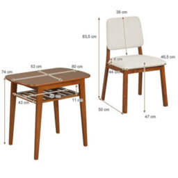 Brown 3 Piece Dining Table Set For 2 Solid Wood Kitchen Table With Upholstered Chairs - thumbnail 4