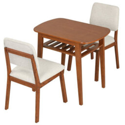 Brown 3 Piece Dining Table Set For 2 Solid Wood Kitchen Table With Upholstered Chairs - thumbnail 3