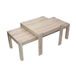 Orsina Natural Set Of Two Nesting Tables, Modern Wooden Coffee Tables For Living Room, Nesting Coffee Table Set - thumbnail 2