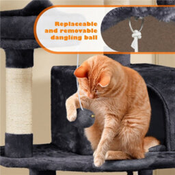 Yaheetech Black 158Cm Multilevel Cat Tree Tower With 2 Condos & Scratching Post - thumbnail 6