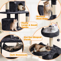 Yaheetech Black 158Cm Multilevel Cat Tree Tower With 2 Condos & Scratching Post - thumbnail 4