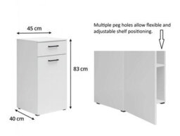 Impact Furniture Narrow Cabinet Small Storage Drawer Unit Slim White Space Saving Cupboard Multi - thumbnail 8