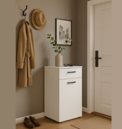 Impact Furniture Narrow Cabinet Small Storage Drawer Unit Slim White Space Saving Cupboard Multi - thumbnail 2