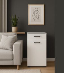 Impact Furniture Narrow Cabinet Small Storage Drawer Unit Slim White Space Saving Cupboard Multi - thumbnail 3