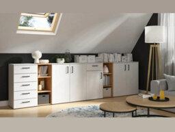 Impact Furniture Narrow Cabinet Small Storage Drawer Unit Slim White Space Saving Cupboard Multi - thumbnail 4