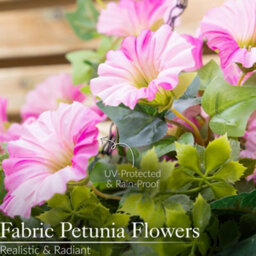 Christow Artificial Petunia Wicker Hanging Basket Uv Resistant Foliage Pink 25Cm - thumbnail 3