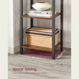 Tall Narrow Industrial Bookcase Vintage Display Unit Slim Rustic Storage Shelves - thumbnail 3