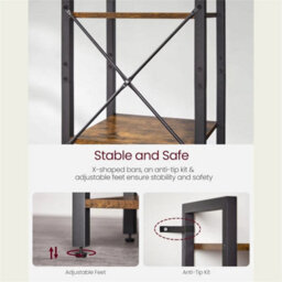 Tall Narrow Industrial Bookcase Vintage Display Unit Slim Rustic Storage Shelves - thumbnail 5