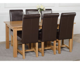That's Furniture Oslo 180 X 90 Cm Large Oak Dining Table And 6 Chairs Dining Set With Washington Brown Leather Chairs - thumbnail 3